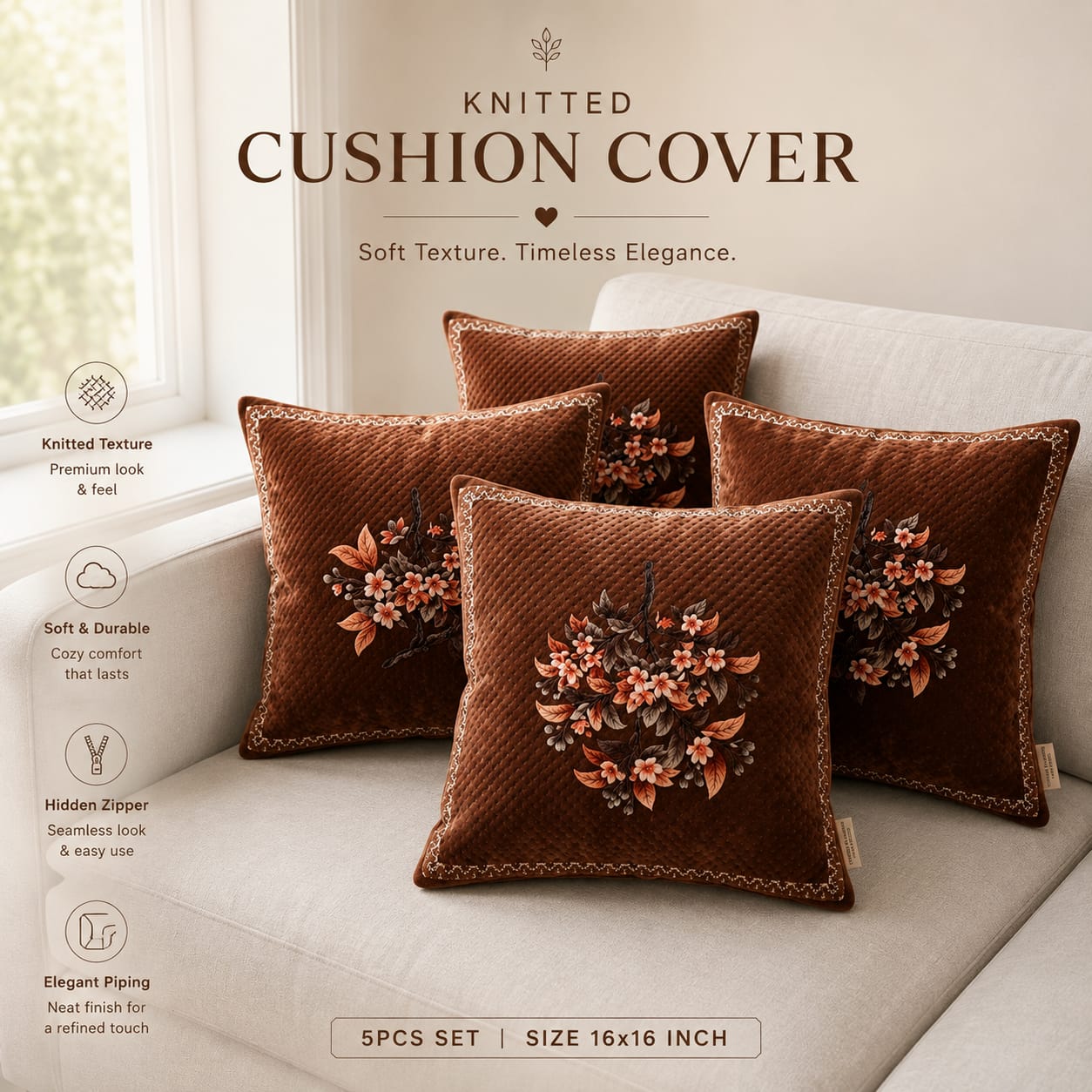 Knitted cushion cover